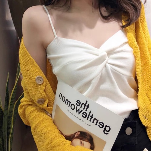 Summer Internet celebrity sexy small suspender knitted vest for women with a niche retro style inner bottoming outer top