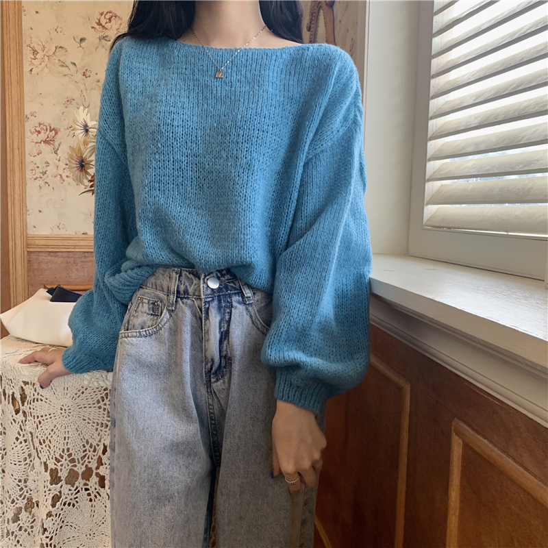 Real price autumn new long sleeve Lantern Sleeve knitted sweater