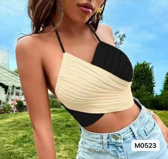 2023 new summer style European and American design cross-tie halterneck sling