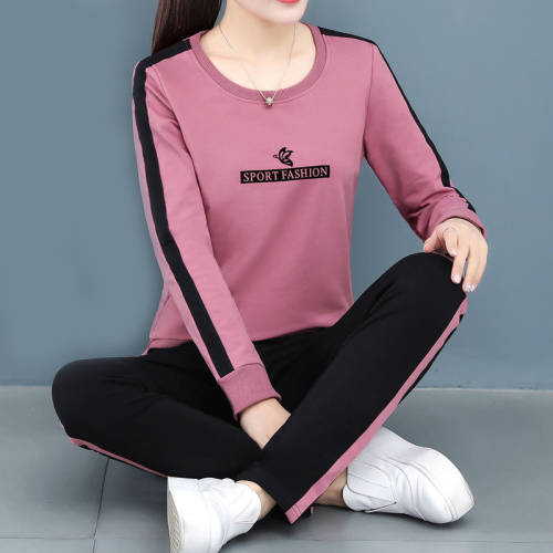 Large size sports suit women spring autumn 2020 new mother's sweater western style casual wear two piece set