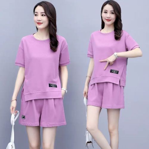 Loose fit sportswear set women's summer new Korean fashion hot pants round neck short sleeve shorts two piece set for leisure running