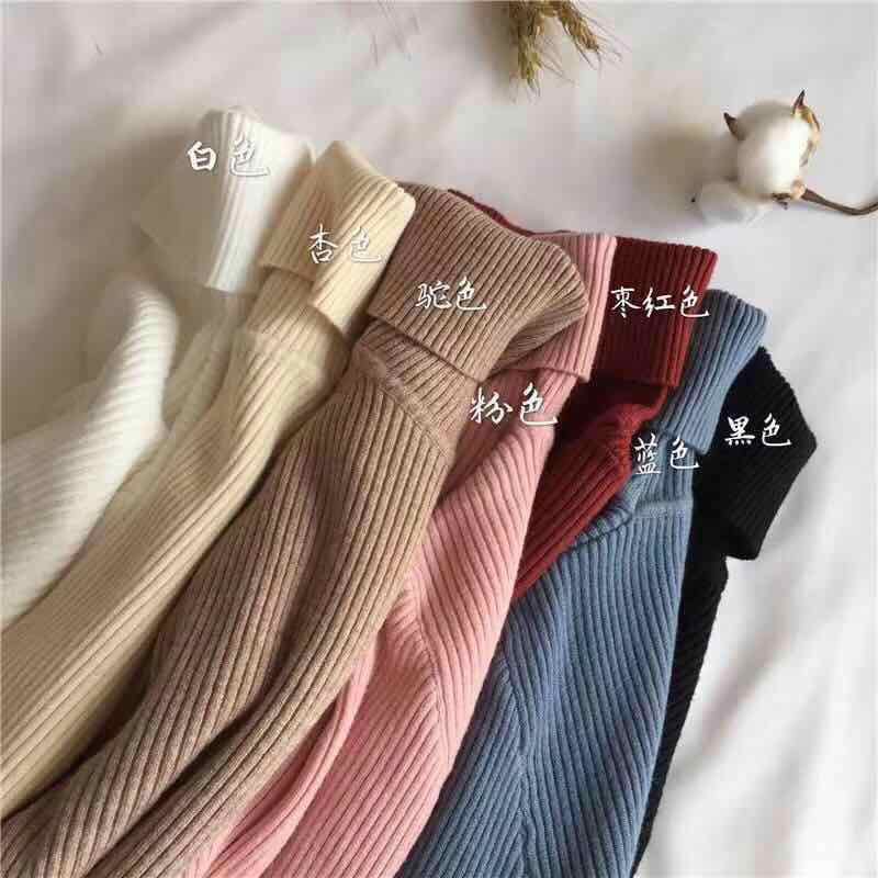 Autumn and winter new ins high neck sweater solid color long sleeve top slim knitwear fashion bottoming top women's fashion 2020