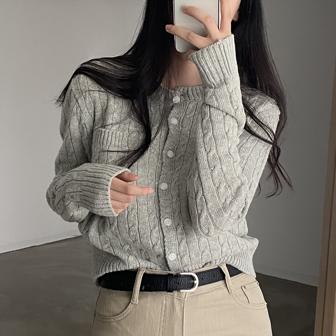 Spot Korean chic autumn and winter temperament twist sweater single-breasted sweater jacket