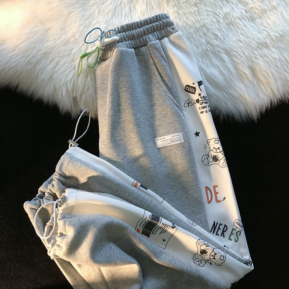 Spring new straight tube drop stripe pants women's autumn and winter high waist slim casual sports pants