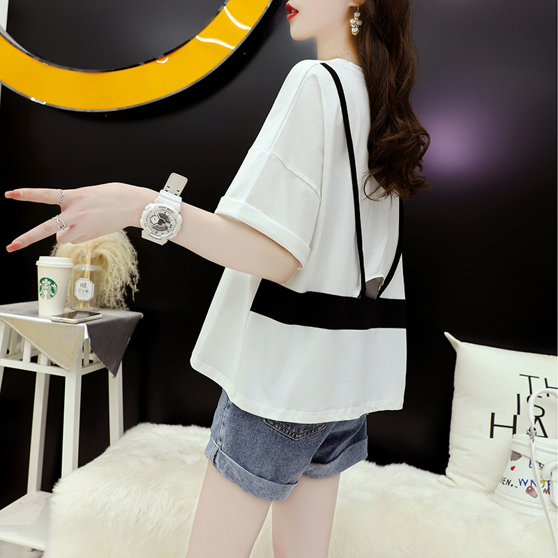 Official figure careful machine backless short short sleeve T-shirt women's summer clothes 2022 new design sense small public series large
