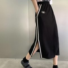 Summer new black split skirt