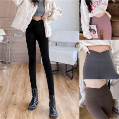 Real shot no discount ~ cross waist shark pants women wear autumn high waist yoga Barbie pants stovepipe bottoming pants