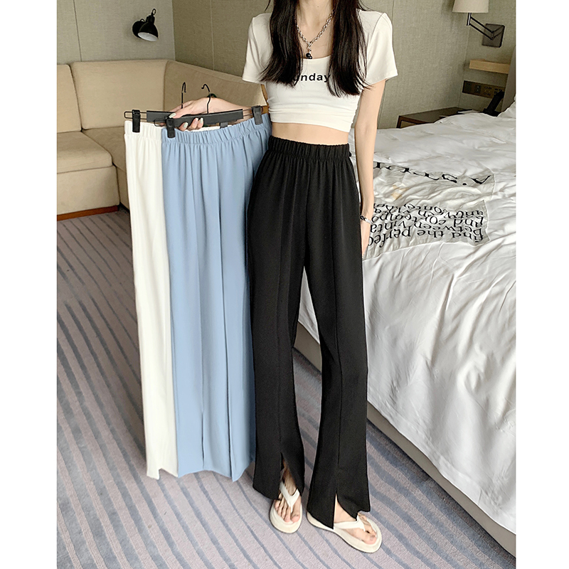 Real price 2022 new design feeling slit slim fitting pants high waist slim casual pants women
