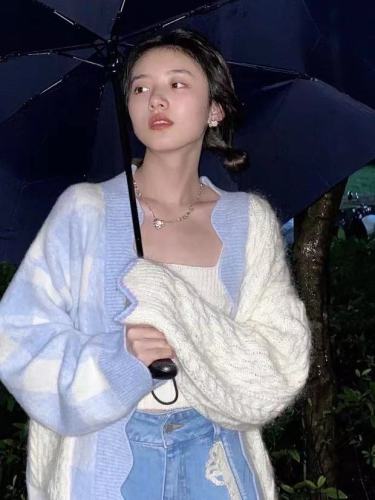 Zhao Ruth's same sweater Xiao Li designer Yule Cho autumn winter cotton cloud sweet cardigan knitted women's coat