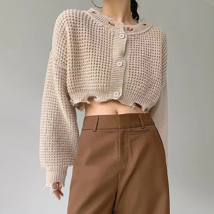 Sweater coat cardigan women's spring and autumn new loose design feeling niche long-sleeved knitted top early autumn