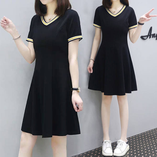 Dress ins women's summer new fat mm loose temperament large size women's clothing to cover belly and look thin mid-length T-shirt