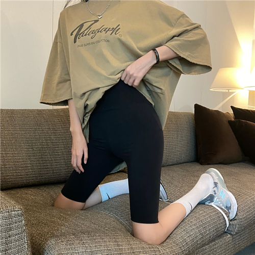 Real shot and real price ~ Shark pants leather slimming butt lift spring new style black 5-point leggings for women to wear outside