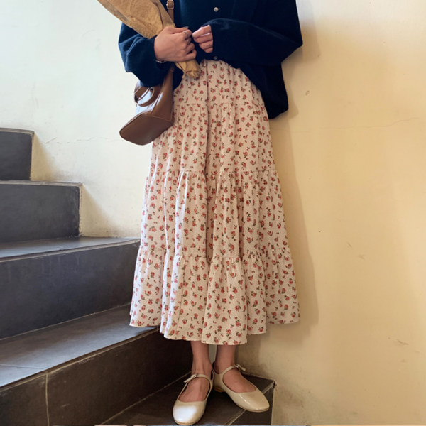 Official photo 2021 spring and summer floral skirt