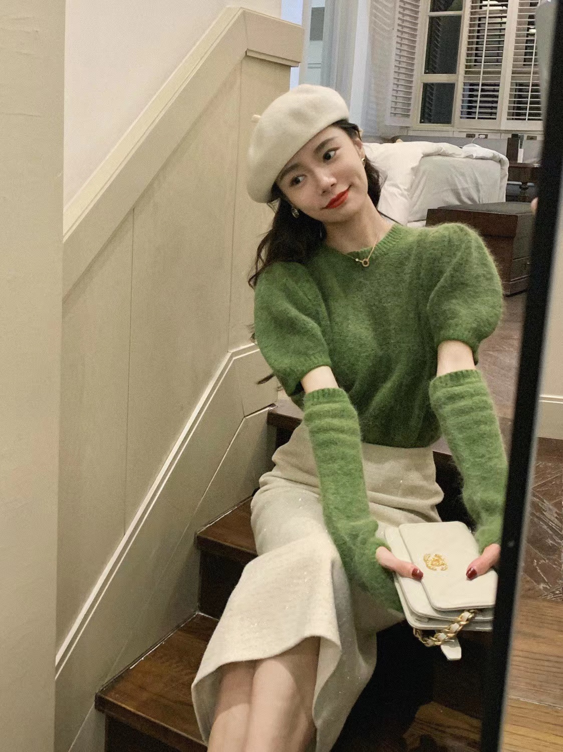 No error noerrors sleeves rabbit wool sweater women's autumn and winter 2022 new design niche loose top