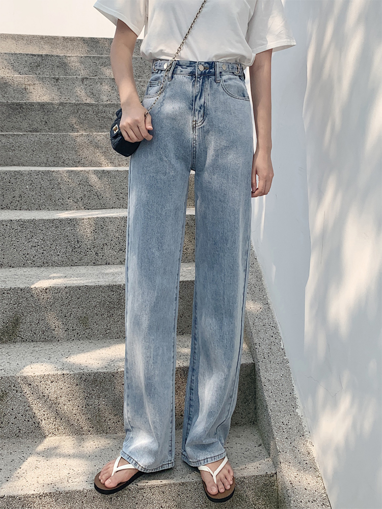 High Waist Wide Leg Pants autumn jeans women's 2020 new summer thin straight tube loose drop feeling floor dragging pants