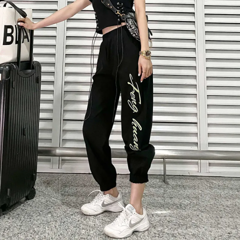 Raincoat overalls 2023 spring and autumn new high waist thin loose casual sports pants harem pants female ins tide