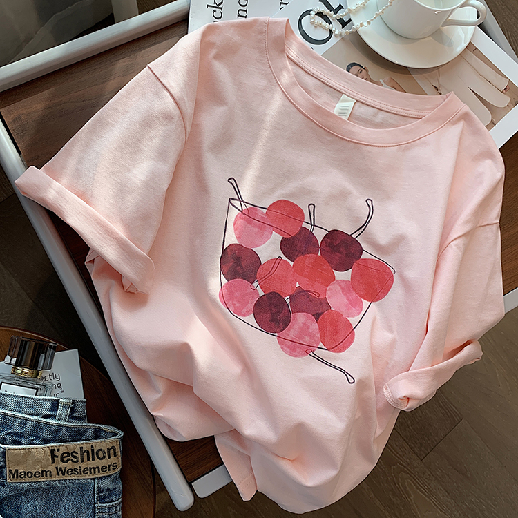 Guantu cotton 180g 2022 short sleeve T-shirt women's summer round neck loose top