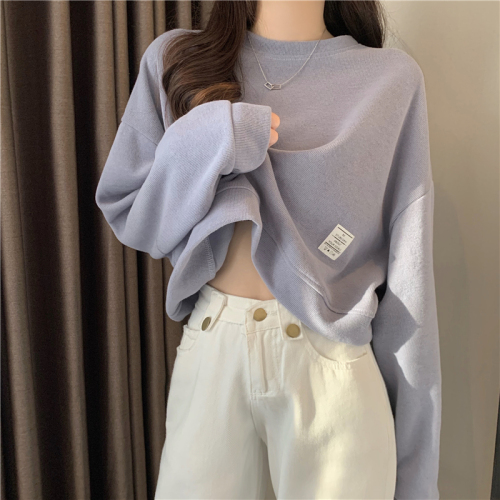 Real shooting and real price new Korean style versatile solid color round neck Pullover