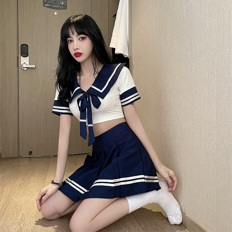 Real photo uniform student JK Sexy Japanese sailor uniform pure school uniform Naval Academy style cute suit girl