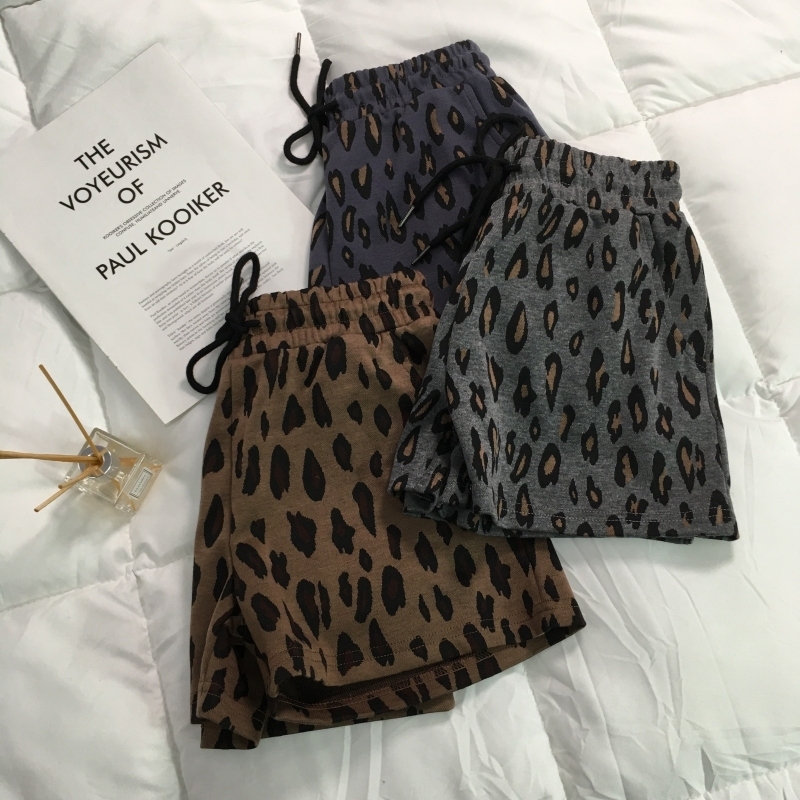 Leopard print pants casual pants women wear Korean spring and summer loose and versatile high waist thin elastic wide leg pants hot pants