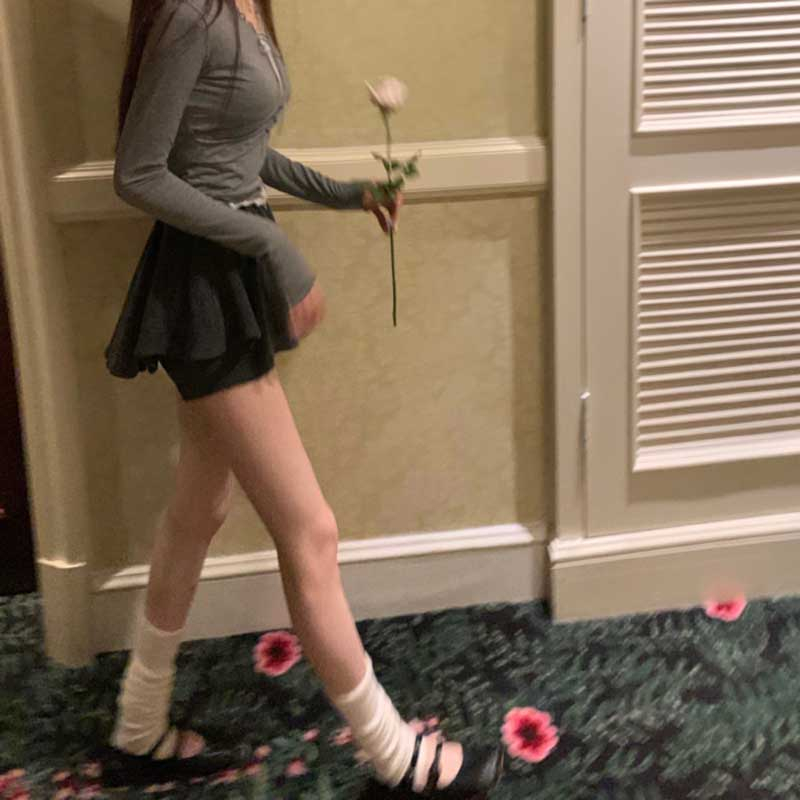 Cactishop Ballet Girl Slim All-match A-line Short Skirt Female Spring Flared Skirt High Waist Skirt Pants
