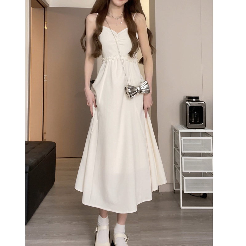 With zipper and lining, the 2023 new ballet long dress features a small drawstring high waist and a slim suspender skirt