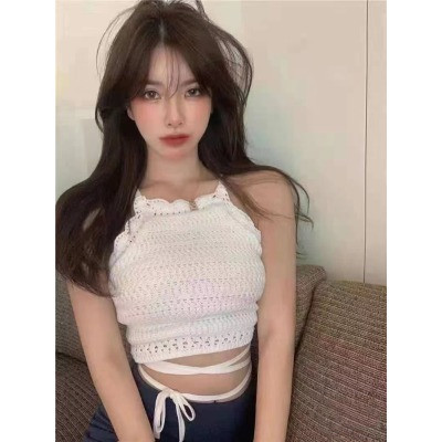 Pure desire style knitted suspender vest female white spice girl sexy outer bottomed shirt with short top in spring