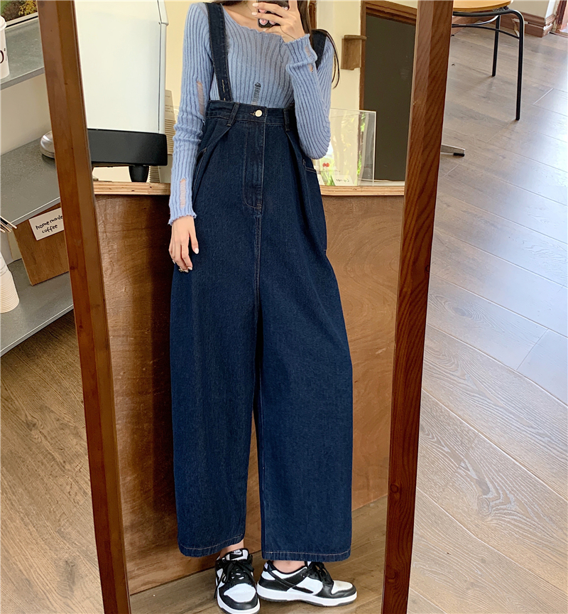 Real shot autumn and winter women's wear fat MM jeans overalls loose wide leg jumpsuit S-5XL200 jin