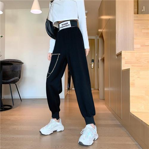 New Korean slim high waist casual pants women's loose legged Harem Pants sports pants