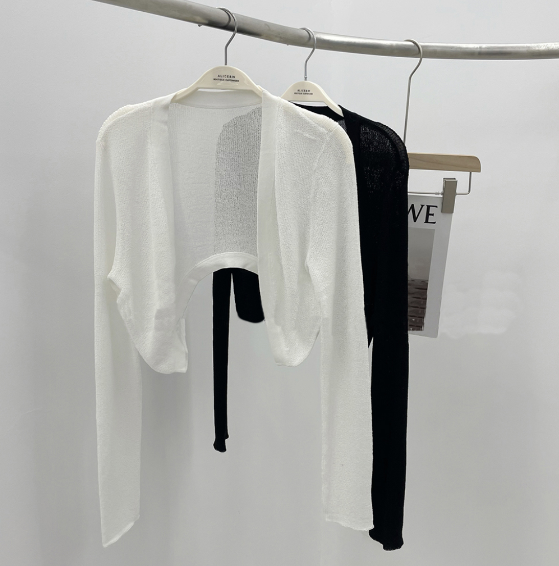 Long sleeve elastic sunscreen knitted cardigan top women's summer light air conditioning Shirt Short Coat Alice