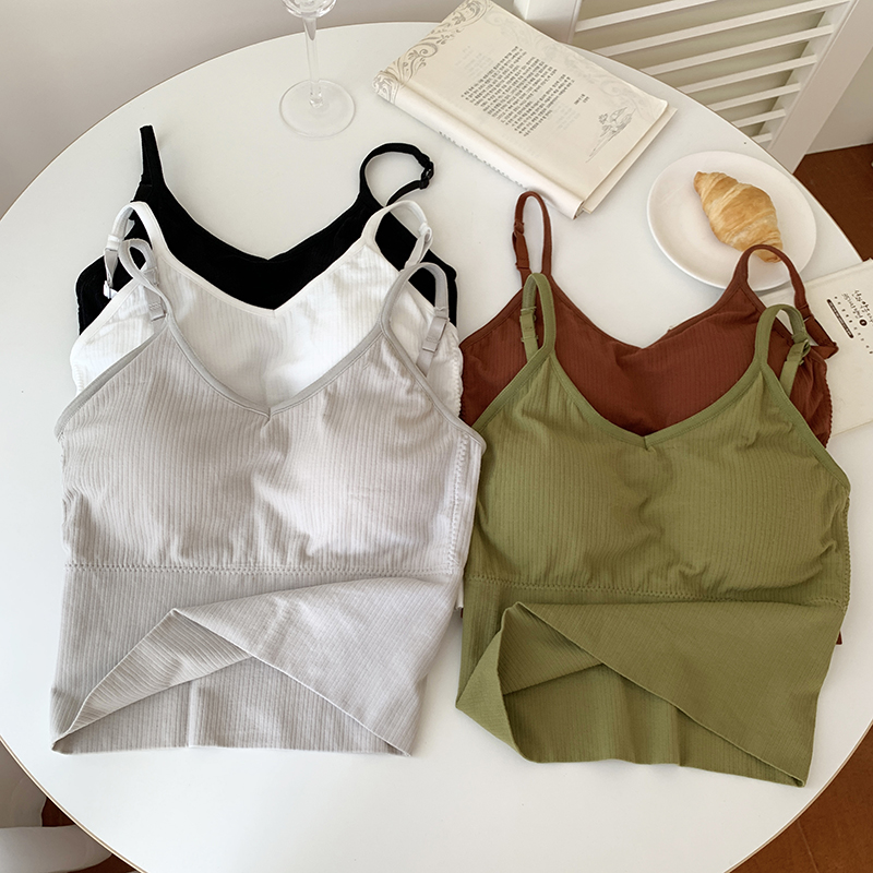 Real shooting real price Summer simple solid color sports camisole female slim beauty back tube top wear wrap chest