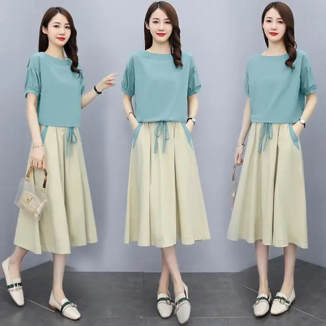 Linen dress women's two-piece suit 2023 summer new women's clothing temperament slim long skirt cotton linen suit skirt