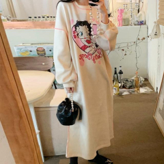 Korean chic autumn and winter simple milk white casual dress female 22 new sweater dress