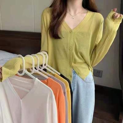 Thin knitted cardigan sunscreen Jacket Women's summer 2021 New Retro gentle style loose and versatile long sleeved top