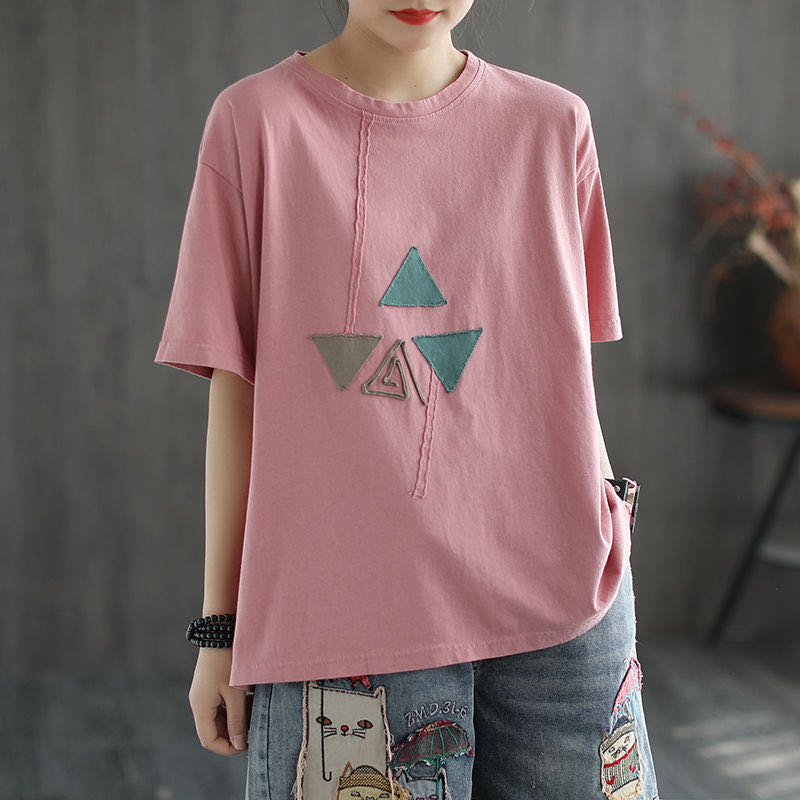 100% cotton short sleeve T-shirt for women's art RETRO 2020 summer new top fashion loose casual Korean half sleeve