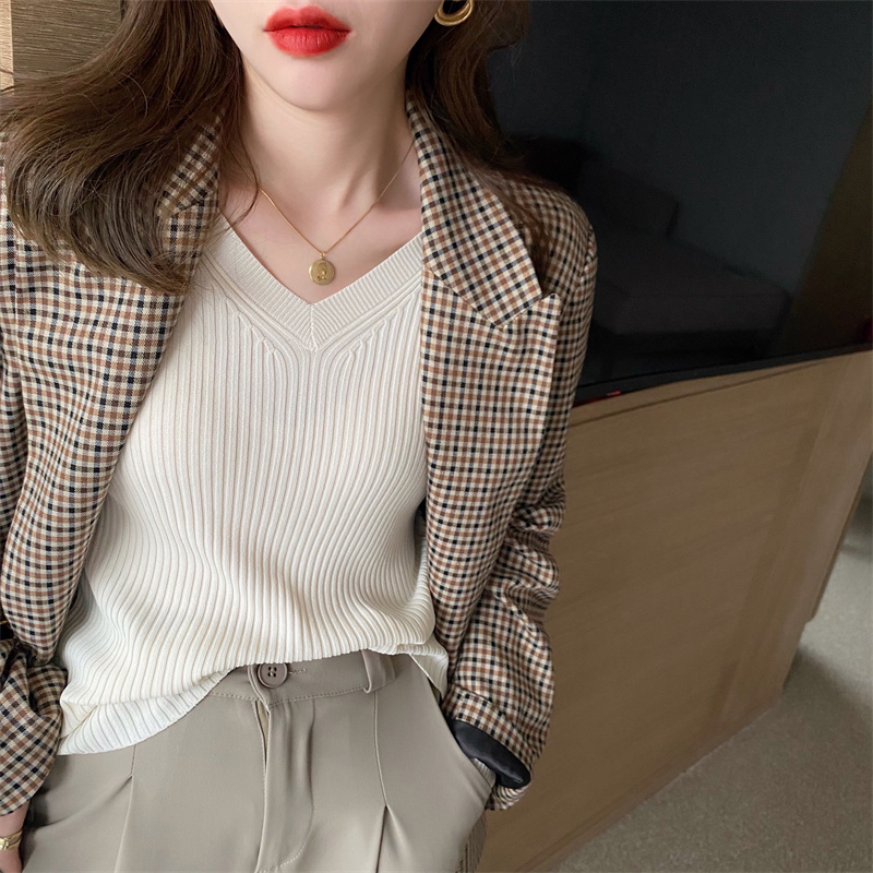 V-Neck Sweater NEW 2021 autumn winter sweater thin long sleeve bottomed Shirt Top
