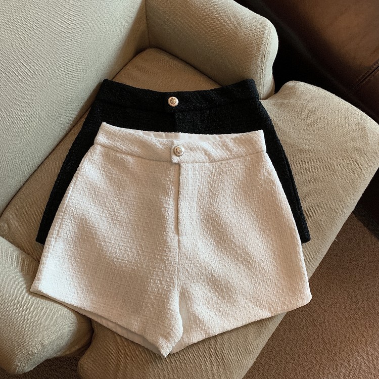 Real Price Autumn and Winter High Waist Small Fragrance Tweed Shorts Fashion Boots Pants