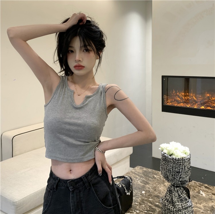 Thread basic suspender vest women's spring and summer backless slim fit design sense of niche jacket