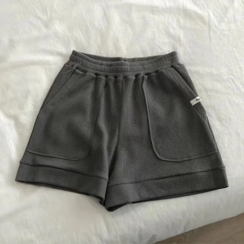 Summer 2022 new waffle casual sports pants for students Korean version loose high waist slim splicing shorts fashion