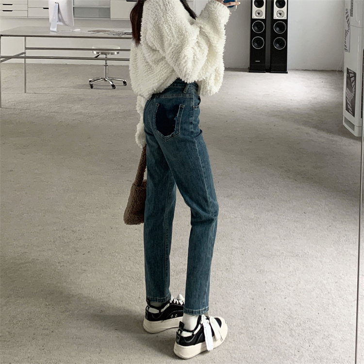 Real shot 2023 spring new straight jeans women's high waist fashion straight loose wide-leg mopping pants