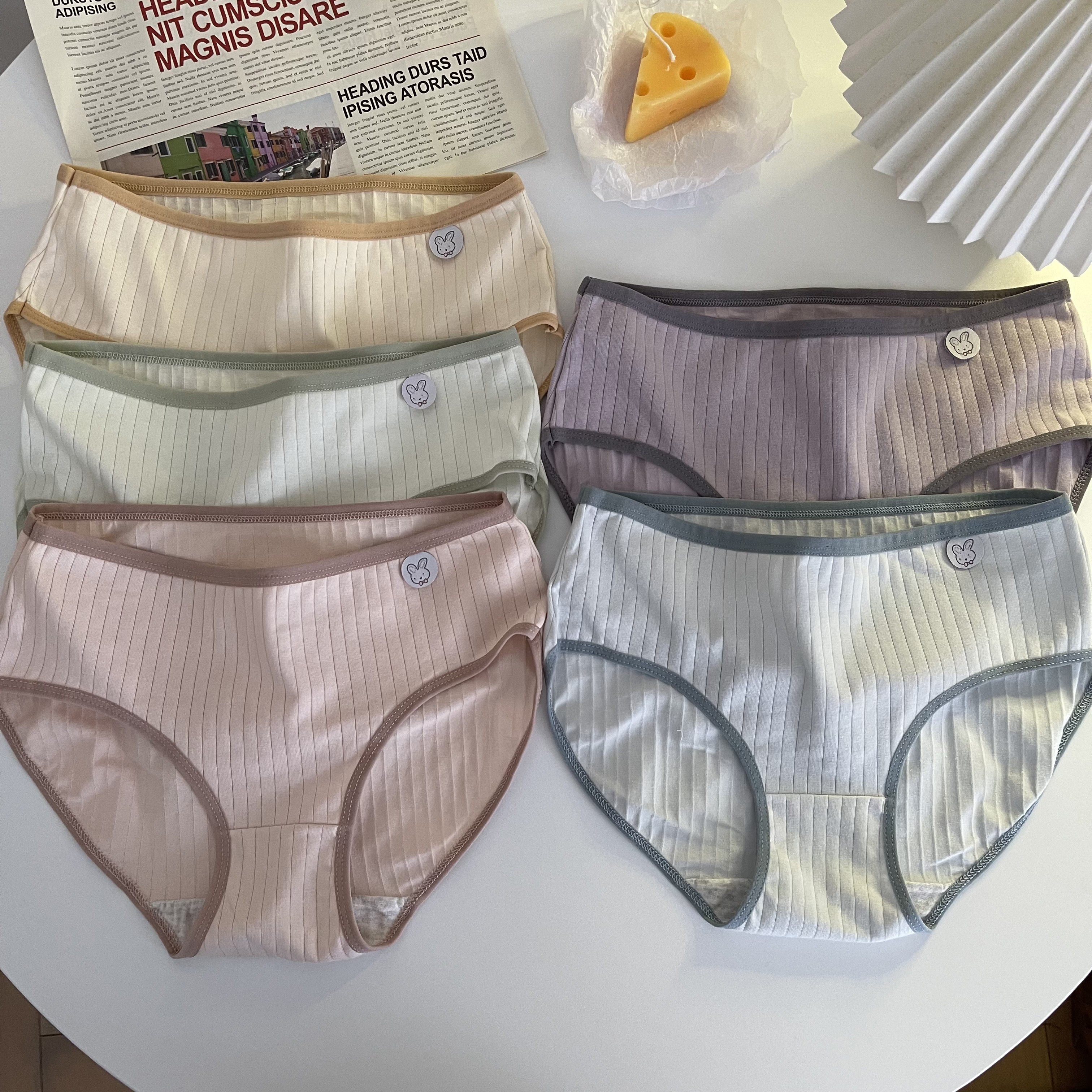 Real price shooting real price autumn simple lovely sweet girl middle waist cotton underwear women's triangle bottoming pants 5 pieces
