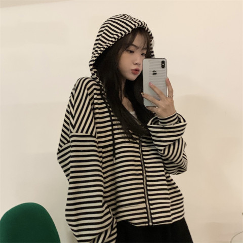 2023 spring and autumn new high street zipper hooded sweater jacket cardigan