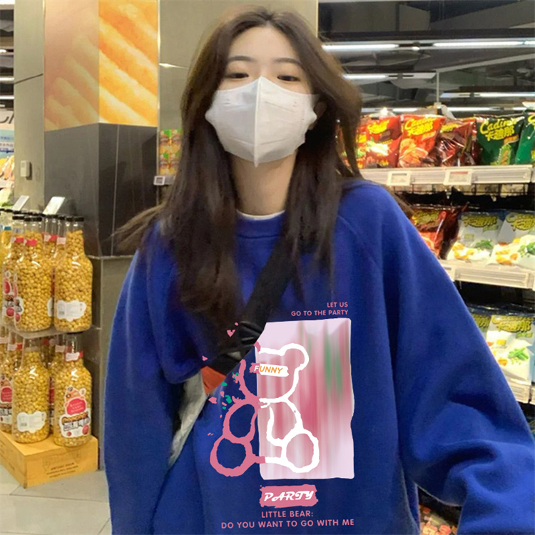 260 grams of big fish scale cloth 280 grams of big fish scale cloth shoulder bag collar early autumn printing round neck sweater two quantities