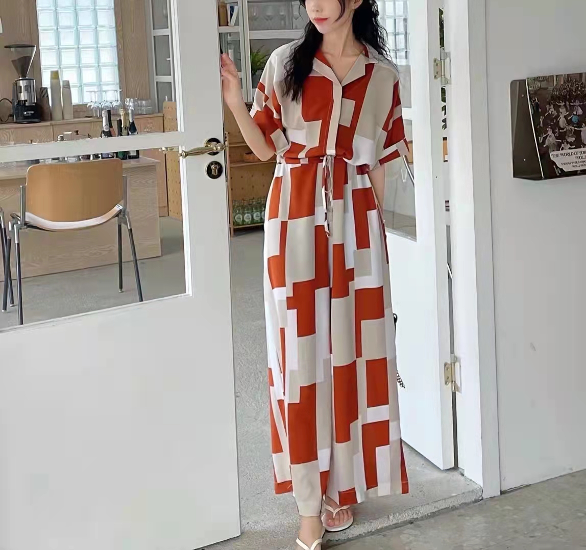 Korean retro design loose short sleeve Jumpsuit summer 2022