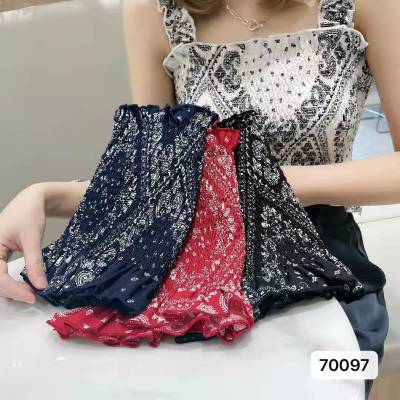Short French sweet and spicy lotus leaf edge suspender top elastic Ruffle edge