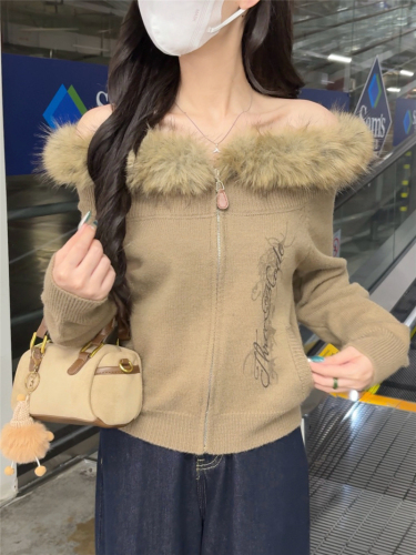 Shot One-Shoulder Sweater for Women, Vintage American Rockabilly Style Top, Knitted Cardigan Dress