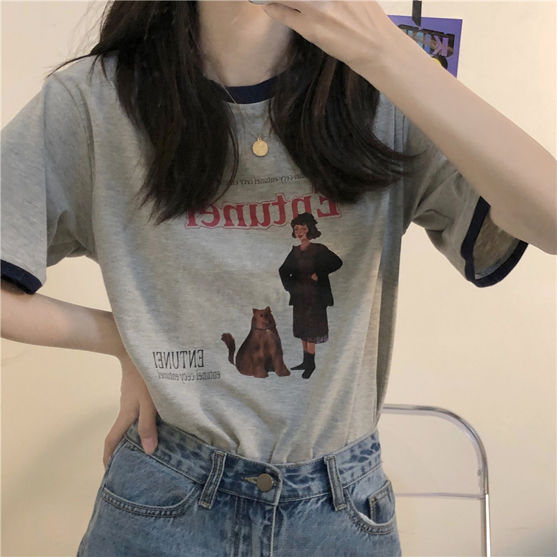 Cotton new short sleeve T-shirt women's print