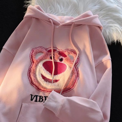 Plush Embroidered Strawberry Bear Sweater Women's Loose Oversize Lazy Wind Autumn American Trendy Hip Hop Harajuku Jacket