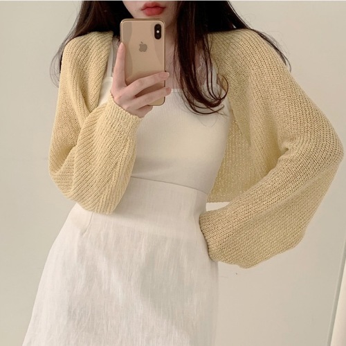 Korean chic bat sleeve knitted cardigan loose lazy wind sunscreen blouse gentle shawl top