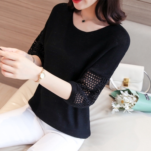 New cut-out blouse in spring and summer middle sleeve knitwear women's underpainting sweater women's loose top thin